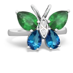 Emerald Butterfly 14K White Gold ring R2215