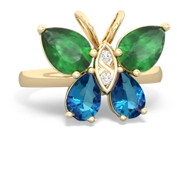 Emerald Butterfly 14K Yellow Gold ring R2215