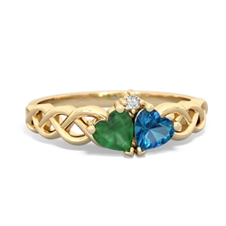 Emerald Heart To Heart Braid 14K Yellow Gold ring R5870