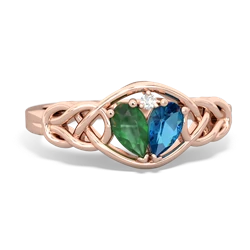 Emerald Celtic Love Knot 14K Rose Gold ring R5420