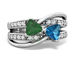 Emerald Bowtie 14K White Gold ring R2360