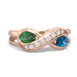 Emerald Diamond Infinity 14K Rose Gold ring R5390