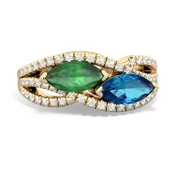 Emerald Diamond Rivers 14K Yellow Gold ring R3070