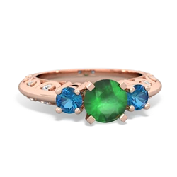 Emerald Art Deco Eternal Embrace Engagement 14K Rose Gold ring C2003