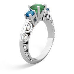 Emerald Art Deco Eternal Embrace Engagement 14K White Gold ring C2003