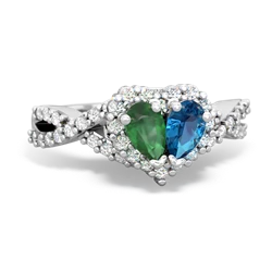 Emerald Diamond Twist 'One Heart' 14K White Gold ring R2640HRT