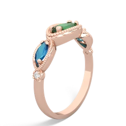 Emerald Milgrain Marquise 14K Rose Gold ring R5700