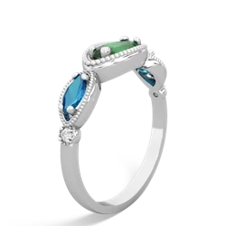 Emerald Milgrain Marquise 14K White Gold ring R5700