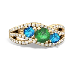 Emerald Three Stone Aurora 14K Yellow Gold ring R3080