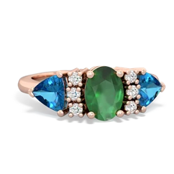 Emerald Antique Style Three Stone 14K Rose Gold ring R2186