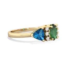 Emerald Antique Style Three Stone 14K Yellow Gold ring R2186