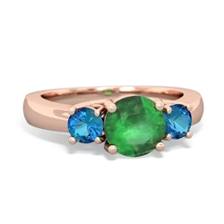 Emerald Three Stone Round Trellis 14K Rose Gold ring R4018