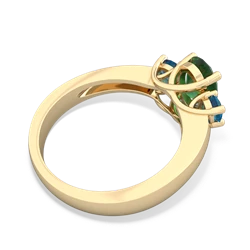 Emerald Three Stone Oval Trellis 14K Yellow Gold ring R4024