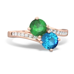 Emerald Channel Set Two Stone 14K Rose Gold ring R5303