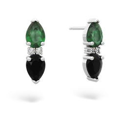 Emerald Bowtie Drop 14K White Gold earrings E0865