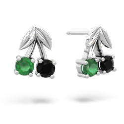 Emerald Sweet Cherries 14K White Gold earrings E7001