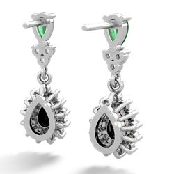 Emerald Halo Pear Dangle 14K White Gold earrings E1882