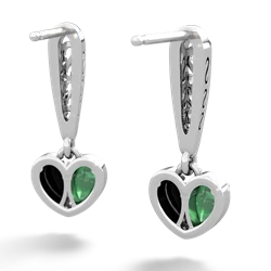 Emerald Filligree Heart 14K White Gold earrings E5070