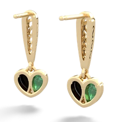 Emerald Filligree Heart 14K Yellow Gold earrings E5070