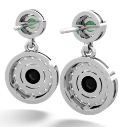 Emerald Halo Dangle 14K White Gold earrings E5319