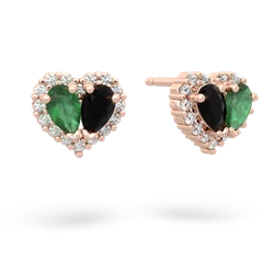 Emerald Halo 14K Rose Gold earrings E7008