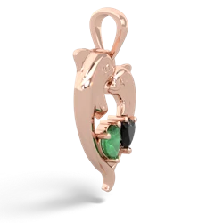 Emerald Dolphin Heart 14K Rose Gold pendant P5820