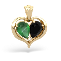 Emerald Two Become One 14K Yellow Gold pendant P5330