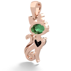 Emerald Kitten 14K Rose Gold pendant P5780