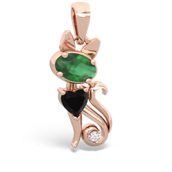 Emerald Kitten 14K Rose Gold pendant P5780