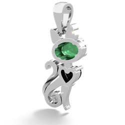 Emerald Kitten 14K White Gold pendant P5780