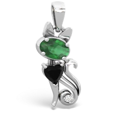 Emerald Kitten 14K White Gold pendant P5780