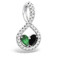 Emerald Pave Twist 'One Heart' 14K White Gold pendant P5360