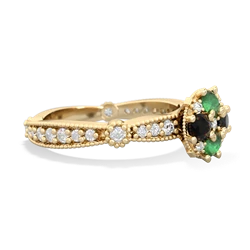 Emerald Sparkling Tiara Cluster 14K Yellow Gold ring R26293RD