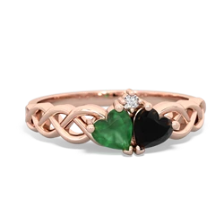 Emerald Heart To Heart Braid 14K Rose Gold ring R5870