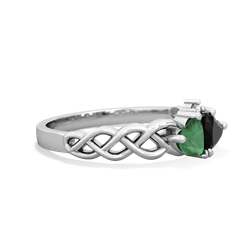 Emerald Heart To Heart Braid 14K White Gold ring R5870