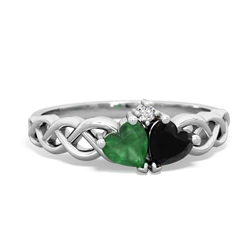 Emerald Heart To Heart Braid 14K White Gold ring R5870