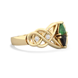 Emerald Keepsake Celtic Knot 14K Yellow Gold ring R5300