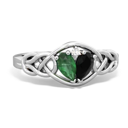 Emerald Celtic Love Knot 14K White Gold ring R5420