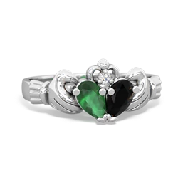 Emerald 'Our Heart' Claddagh 14K White Gold ring R2388