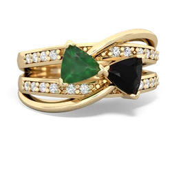 Emerald Bowtie 14K Yellow Gold ring R2360