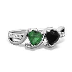 Emerald Side By Side 14K White Gold ring R3090