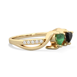 Emerald Side By Side 14K Yellow Gold ring R3090