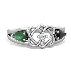 Emerald Hearts Intertwined 14K White Gold ring R5880