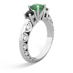 Emerald Art Deco Eternal Embrace Engagement 14K White Gold ring C2003