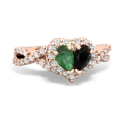 Emerald Diamond Twist 'One Heart' 14K Rose Gold ring R2640HRT