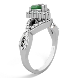 Emerald Diamond Twist 'One Heart' 14K White Gold ring R2640HRT