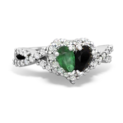 Emerald Diamond Twist 'One Heart' 14K White Gold ring R2640HRT