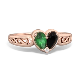 Emerald Filligree 'One Heart' 14K Rose Gold ring R5070