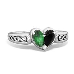 Emerald Filligree 'One Heart' 14K White Gold ring R5070