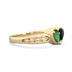 Emerald Filligree 'One Heart' 14K Yellow Gold ring R5070